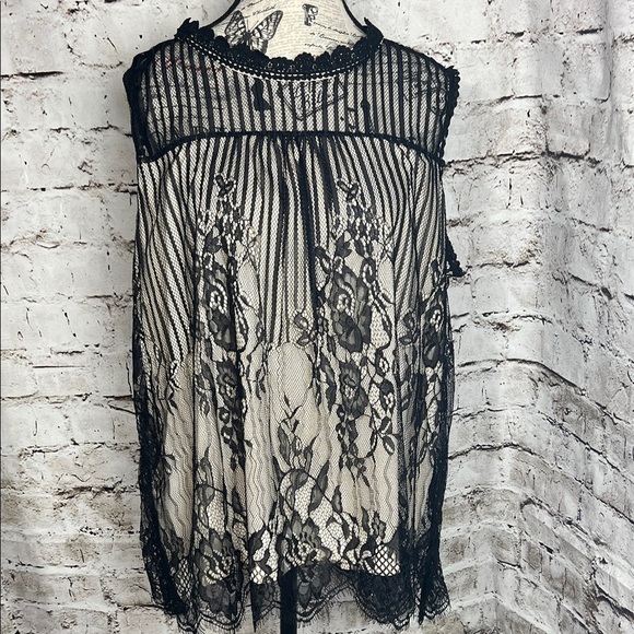 NY Collection Women’s Black Lace Sheer Sleeveless Top Sz 2X - Picture 1 of 9